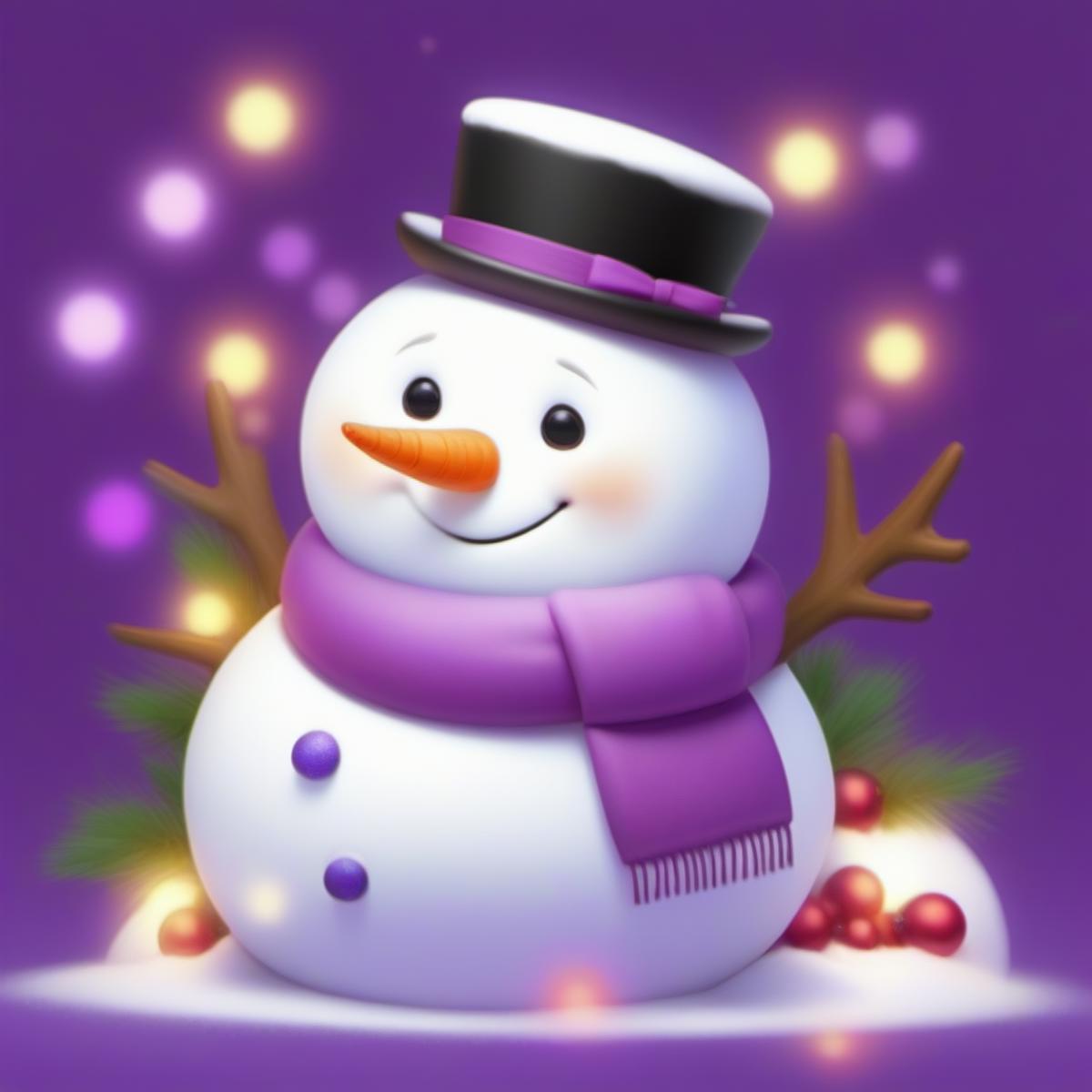 <lora:snowma_XSE_V1-000004:1>,snowman,purple background,colored lights,indoor,æ²ä¼¤ç,èåæ¯ç¤¼ç©,